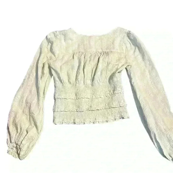 FREE PEOPLE Smocked Cinched Waist Sea Foam Green Size Small​ - Picture 5 of 9